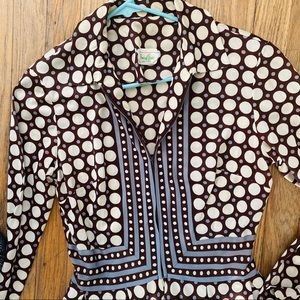 Vintage 70s polka dot zip collar dress